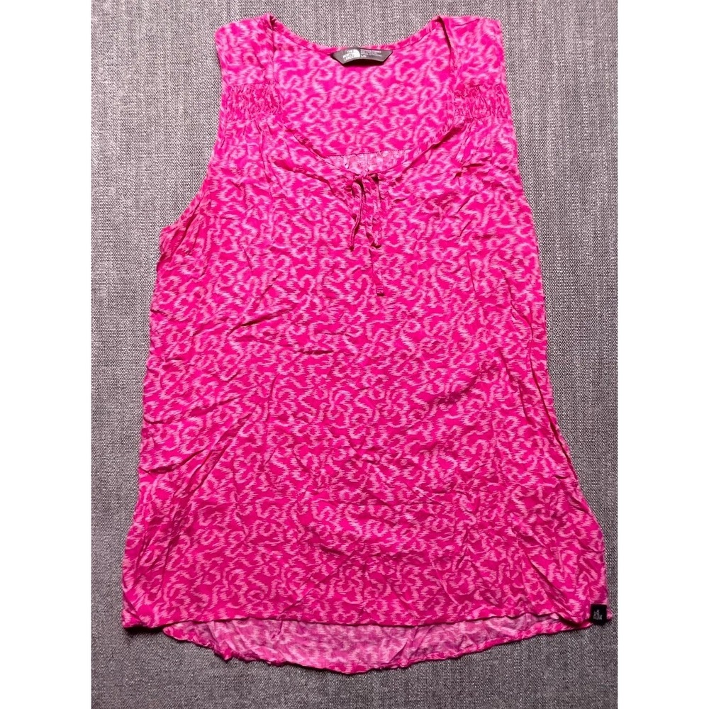 The North Face Annabella Tank Top Womens L Pink Abstract Shirring Keyhole Scoop